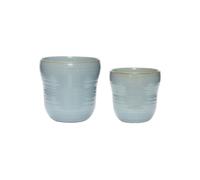 Lot de 2 caches-pots en céramique bleu, autoportants, pour extérieur - Hübsch, Care - Ø13x14 cm