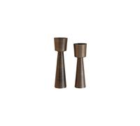 Lot de 2 caches-pots en métal taupe, à poser, d'intérieur - Chehoma, Makkah - 23x23x84 cm