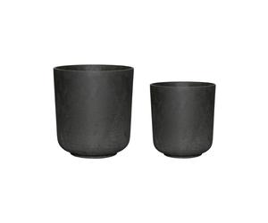 Lot de 2 caches-pots en polyrésine noir, à poser, design épuré - Hübsch, Among - Ø25 cm H28 cm