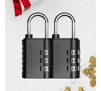 Lot de 2 cadenas à combinaison, cadenas à 3 chiffres très résistants, en alliage de métal, étanche, pour casier, casier de sport, clôture, boîte à outils, portail, étui, moraillon de rangement, noir