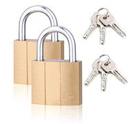 Lot de 2 cadenas avec 3 clés - Serrure de 38 mm - Résistant aux intempéries - Avec serrure à clé - Pour valise, armoire, garage, casier