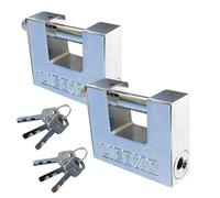 Lot de 2 cadenas de sécurité robustes 50 mm en acier inoxydable anti-voleur avec clés - Cylindre anti-perçage pour conteneurs, portes, abris de jardin, entrepôts