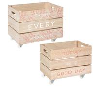 Lot de 2 caisses cagette XL déco Atmosphera - Cagette Rose - Cagette Rose -