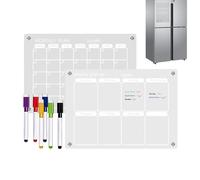 Lot de 2 calendriers en acrylique pour réfrigérateur - Planificateur hebdomadaire mensuel - Tableau blanc magnétique - Pour la maison, le bureau, la cuisine, la planification des repas, liste de