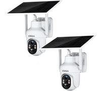 Lot de 2 Caméra de surveillance Xega 4G LTE extérieure avec carte SIM, panneau solaire, batterie, 2K 3MP vision nocturne en couleur/IR, détection PIR G