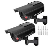 Lot De 2 Caméra Factice Extérieur, Caméra De Surveillance avec LED, Caméra Factice Extérieur, Caméra Factice Intérieur Extérieur Solaire, Caméras Factices avec LED, pour La Maison Et Le Bureau