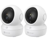 Lot de 2 caméras de sécurité Wi-Fi H6c Pro 3MP pour bébé avec détection de mouvement, suivi intelligent, vision nocturne bidirectionnelle, télécommande fonctionne avec Alexa, blanc