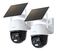 Lot De 2 Caméras Extérieures Solaires Wifi 2K 360° PTZ Batterie 5000mAh Détection Personnes/Véhicules Vision Couleur IP65