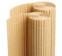 Lot de 2 Canisses Brise vue en PVC tube Plat,Clôture protection pour jardin terasse balcon coloris naturel Bambou - Hauteur 100 x Longueur 500 cm 1700g/m2