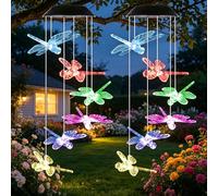 Lot de 2 Carillons Solaires en Forme de Libellule - Lampes solaires d'extérieur pour Jardin, Balcon, terrasse - Résistantes aux intempéries - Idée Cadeau pour Femme, Maman, Grand-mère