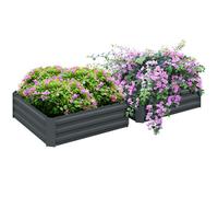 Outsunny Lot de 2 carrés potagers 100 x 100 x 30 cm tôle acier ondulée gris foncé
