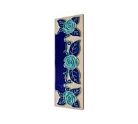 Lot de 2 carreaux de numéro de maison en céramique peinte à la main avec lettres et chiffres italiens Motif roses 15 x 5 cm