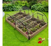 IDMarket Carrés potager 1,15x0.80 m 12 compartiments + housses Lot de 2
