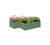 Lot de 2 carrés potager de jardin dim. 100L x 50l x 30H cm tôle d'acier ondulée vert