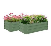 Outsunny Lot de 2 carré potager de jardin dim. 100L x 50l x 30H cm - tôle d'acier ondulée vert
