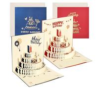 Lot de 2 Cartes d'Anniversaires Pop-Up 3D, Carte Joyeux Anniversaires avec un Magnifique Gâteau d'Anniversaire, Carte d'Anniversaire 3D en Carton, Cartes d'Anniversaires 3D pour Famille Collègues Amis