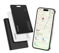 Lot de 2 cartes de suivi de portefeuille compatibles avec Apple Où est | 1,7 mm d'épaisseur, charge sans fil, alerte 80-100 dB, IP68, avertissement séparé, pour portefeuille, passeport
