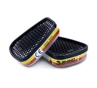 Lot de 2 cartouches de carbone actif RHINO D-A/E-1 (vapeurs organiques et gaz acides) pour masques complets et semi-masques type RH-M101, RH-7011 et masque 3M