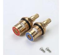 Lot de 2 cartouches de rechange pour robinet mitigeur | Paire de robinets de rechange en laiton pour lavabo de douche, eau chaude et froide, anti-goutte avec rondelles et joints