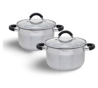 Lot de 2 casseroles en acier inoxydable « Milan » 3,5 l 24 x 17 cm Casseroles Set de casseroles Casseroles 2 casseroles + couvercles