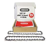 Lot de 2 Chaîne de Tronçonneuse Oregon 3/8" LP pour Guide de 35cm (14"), Jauge .050" (1,3mm), 52 Maillons - Chaîne de Rechange à Faible Rebond, Compatible Husqvarna, Ryobi, Bosch, Einhell et plus