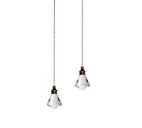 Lot de 2 chaînes de traction décoratives en cristal de 50 cm pour ventilateurs de plafond, salle de bain, chambre à coucher, transparent