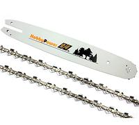 Lot de 2 chaînes de tronçonneuse + rail, lame 3/8", 1,3 mm, 55TG, 40 cm, compatible avec Stihl MS170/180
