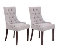 CLP Trading GmbH Chaises Aberdeen – Lot de 2, tissu gris, piétement en bois d'hévéa, cadre antique