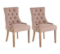 CLP – Lot de 2 chaises Aberdeen – Tissu rembourré, piétement bois d'hévéa, Antique Clair