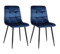 CLP Lot de 2 chaises de Salle ŕ Manger Tilde I Chaises de Cuisine rembourrées avec Housse surpiquée I avec Structure métallique, Couleur:Bleu, Matériel:Velours