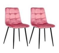 CLP Lot de 2 chaises de Salle ŕ Manger Tilde I Chaises de Cuisine rembourrées avec Housse surpiquée I avec Structure métallique, Couleur:Rose, Matériel:Velours