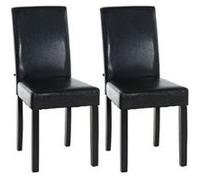 CLP Trading GmbH Chaise de salle à manger Ina similicuir pieds en bois H. 91 cm Lot de 2 Noir