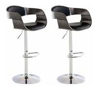 CLP Lot De 2 Tabouret De Bar Kingstone Similicuir I Set 2 Chaise Hautes Hauteur Réglable Dossier I Pičtement Et Repose-Pied en Métal Chromé, Couleur:Noir/Gris