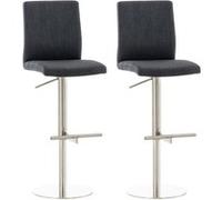 CLP Lot De 2 Tabourets De Bar Cadiz en Tissu I Chaise Haute De Bar/Cuisine avec Repose-Pied I Tabouret De Comptoir Réglable Et Pivotant, Couleur:Gris foncé, Couleur du Cadre:Acier Inoxydable