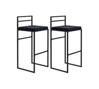 HOMCOM Lot de 2 chaises de bar tabourets hauts coussin d'assise velours repose-pieds hauteur 74 cm noir