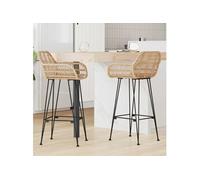 vidaXL Chaise de bar 2 pcs Naturel 55 x 52 x 92 cm Rotin et métal