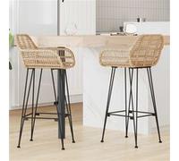 vidaXL Chaise de bar 2 pcs Naturel 55 x 52 x 92 cm Rotin et métal