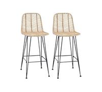 Tabouret de bar en rotin et métal - vidaXL - Naturel - 44,5 x 53 x 111 cm - Assise élégante en rotin - Cadre en fer