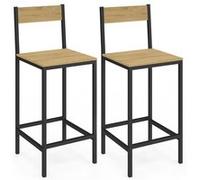 IDMARKET Lot de 2 tabourets de bar DETROIT avec dossier chaise de cuisine design industriel