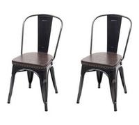 2x chaise de salle à manger HWC-H10e,métal,similicuir Chesterfield,gastronomie,design industriel noir-marron