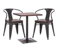 Set table de bistrot 2x chaise de salle à manger HWC-H10d, chaise table chaise de cuisine gastronomie FSC noir-brun, table bru