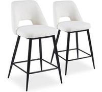Menzzo Chaises de bar Bouclette Lot de 2 métal non pliable H 92 cm Crème & Noir