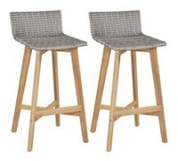 vidaXL Tabouret de bar 2 pcs. Bois massif acacia