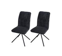 Mendler Lot de 2 chaises de salle à manger HWC-N99 Chenille gris foncé