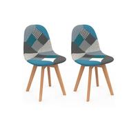 Lot de 2 chaise de bureau H. 80 cm non empilable non pliable en bois interieur bleu