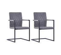vidaXL Chaises cantilever - Lot de 2 - Gris foncé
