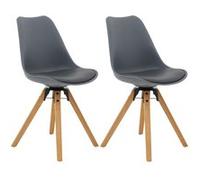 IDIMEX Lot de 2 chaises de Salle à Manger Bolivia pivotantes, Style scandinave Design Nordique avec piètement en Bois Massif, siège Coque rembourré en Plastique Gris