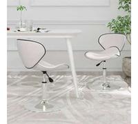 vidaXL 2X Chaises de Salle à Manger Chaise Pivotantes à Dîner Sièges de Cuisine Chaises de Repas Intérieur Hauteur Réglable Blanc Similicuir