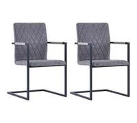 vidaXL Chaises cantilever - Lot de 2 - Gris foncé