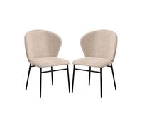 Lot de 2 chaises de salle à manger - HOMCOM - assise rembourrée en tissu aspect lin - pieds en acier - design moderne - marron clair